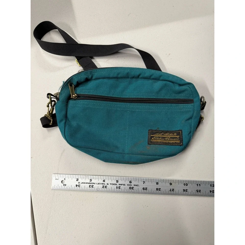 Vintage Eddie Bauer Teal Canvas Crossbody Bag Expedition Outfitter Fanny‎ Pack